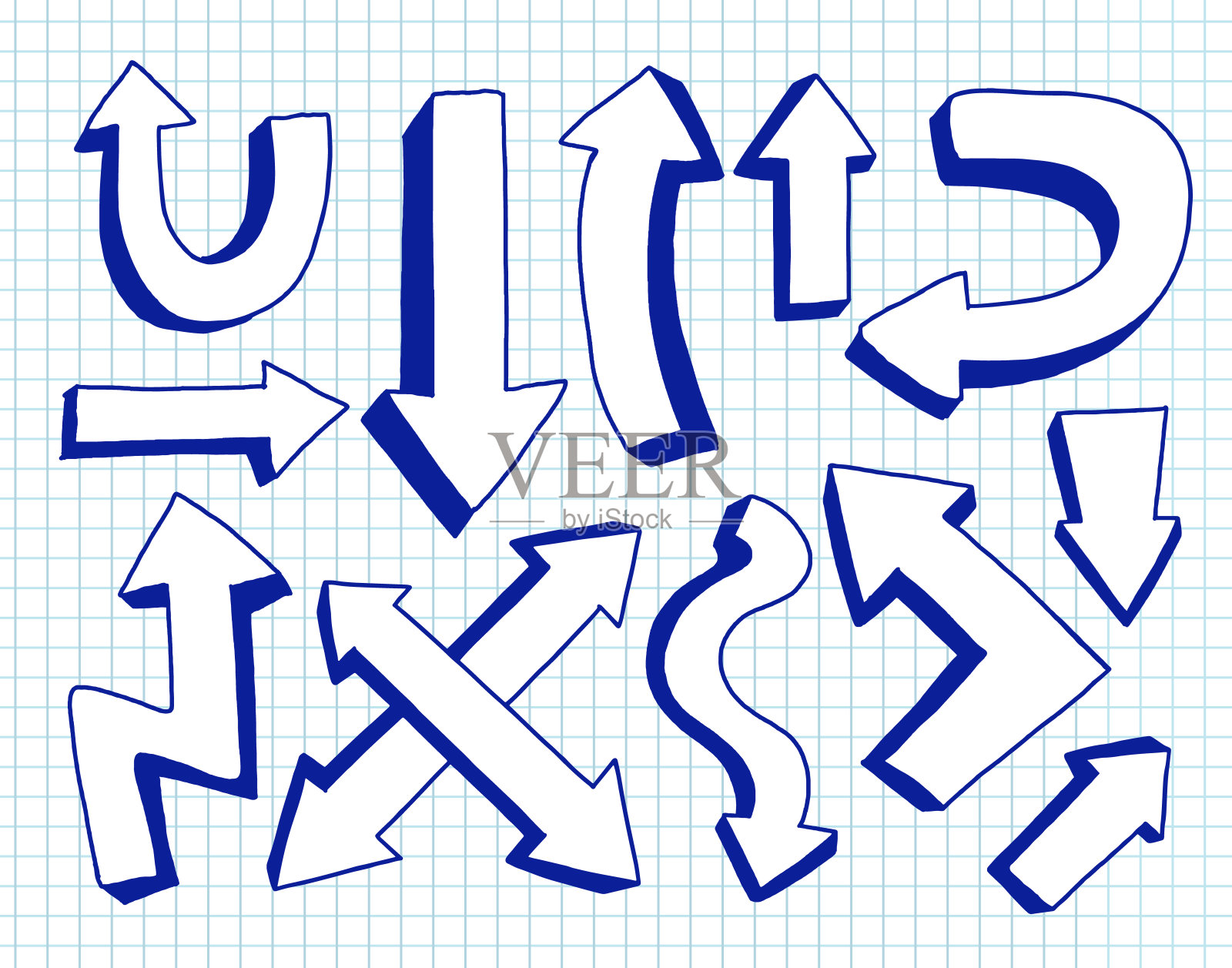 箭头手绘集。隔离采集元件设计设计元素图片