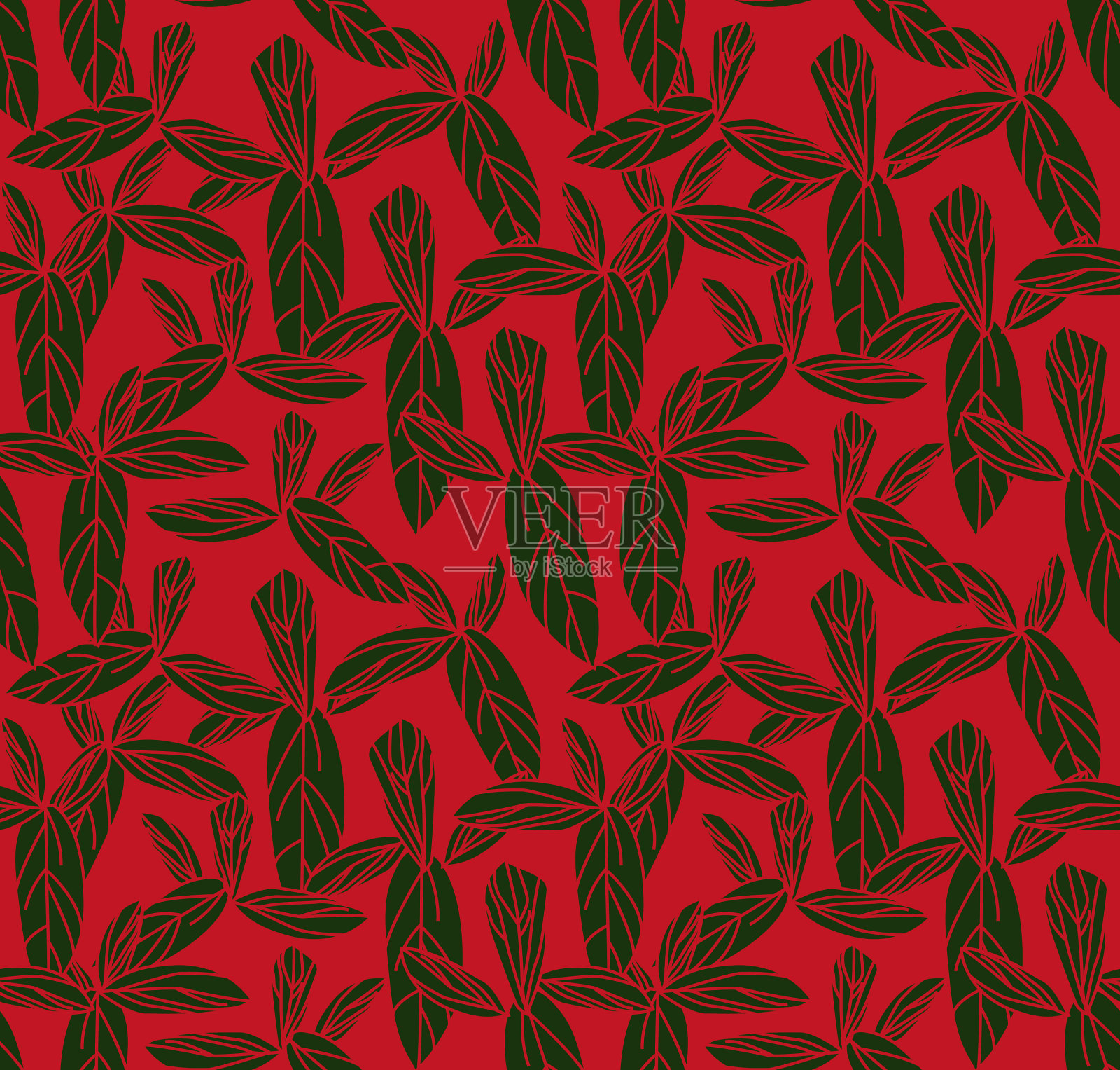 植物叶无缝图案背景插画图片素材