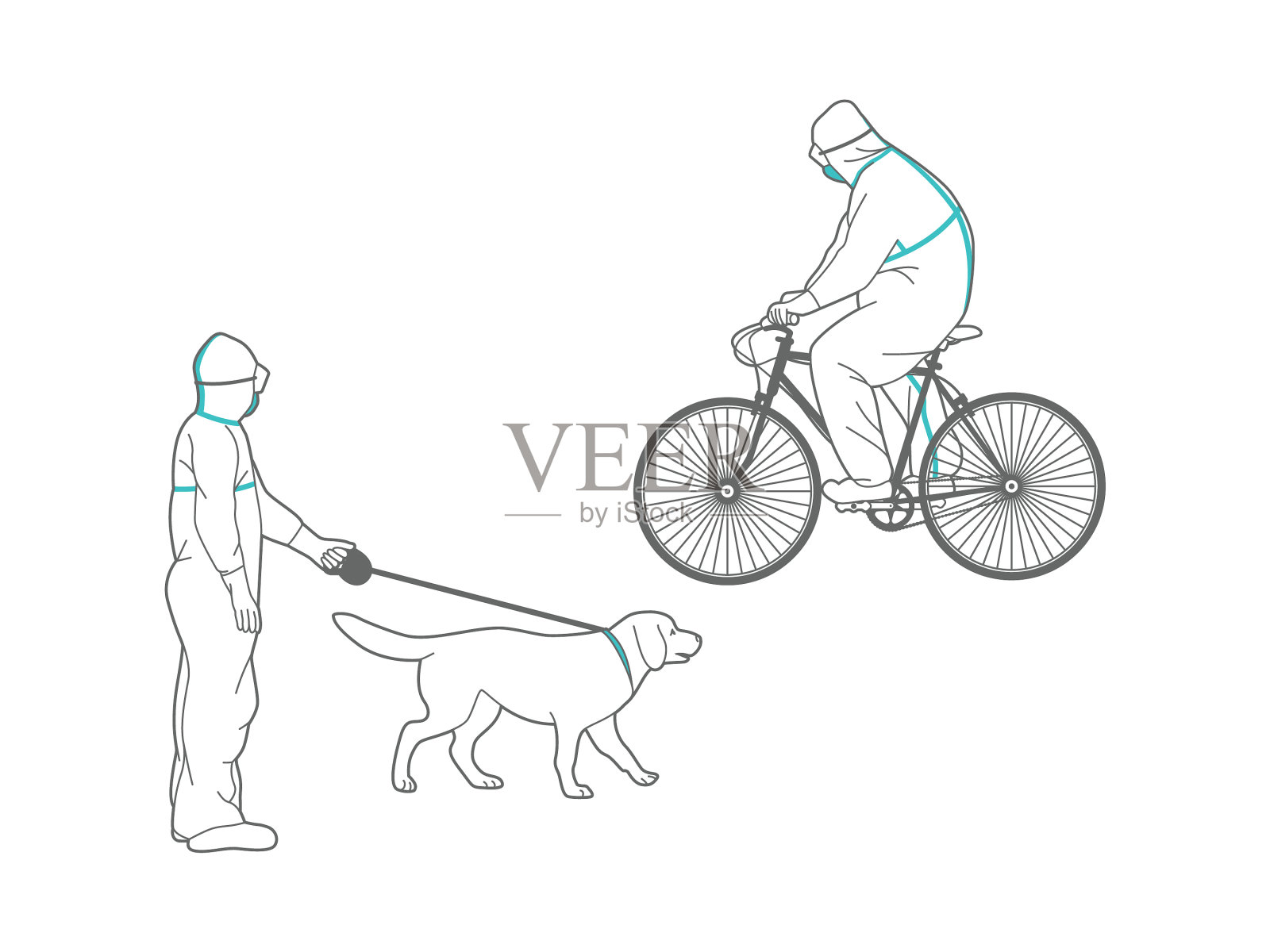 一个穿着防护服的人骑着自行车设计元素图片