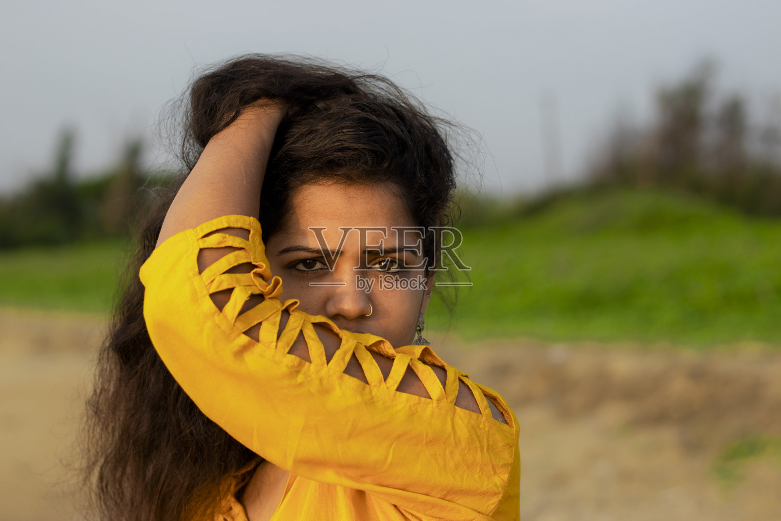 印度女人的脸照片摄影图片