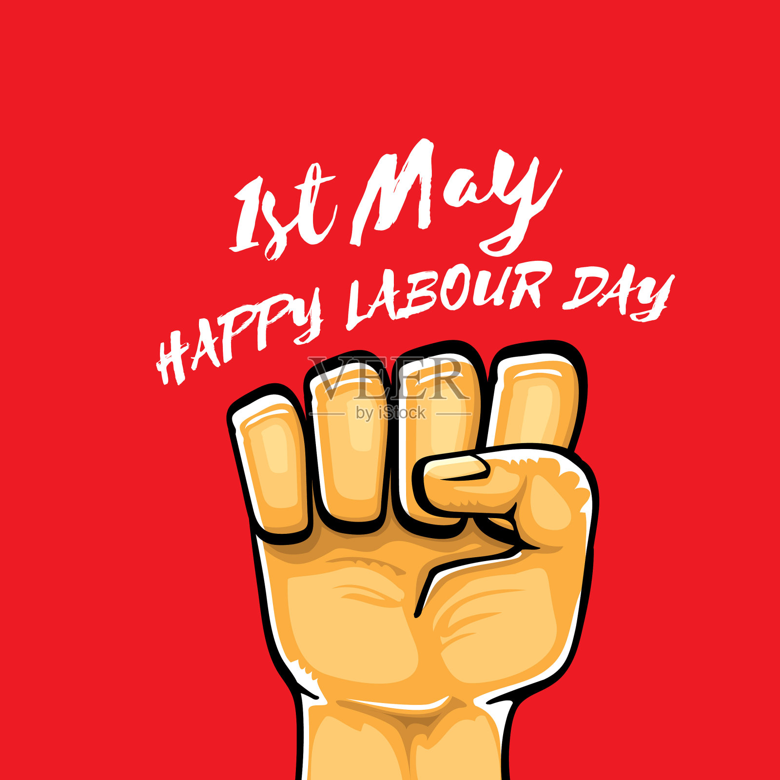 劳动节快乐标签与强烈的橙色插画图片素材