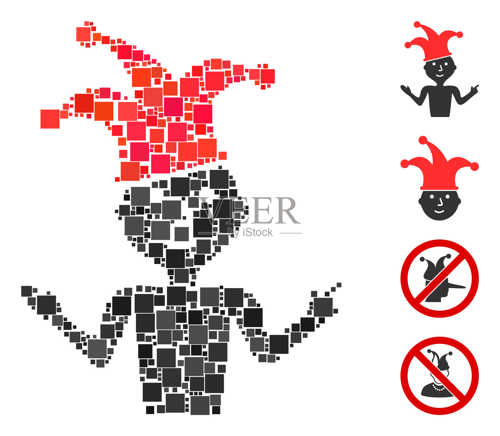 方形讽刺图标马赛克插画图片素材