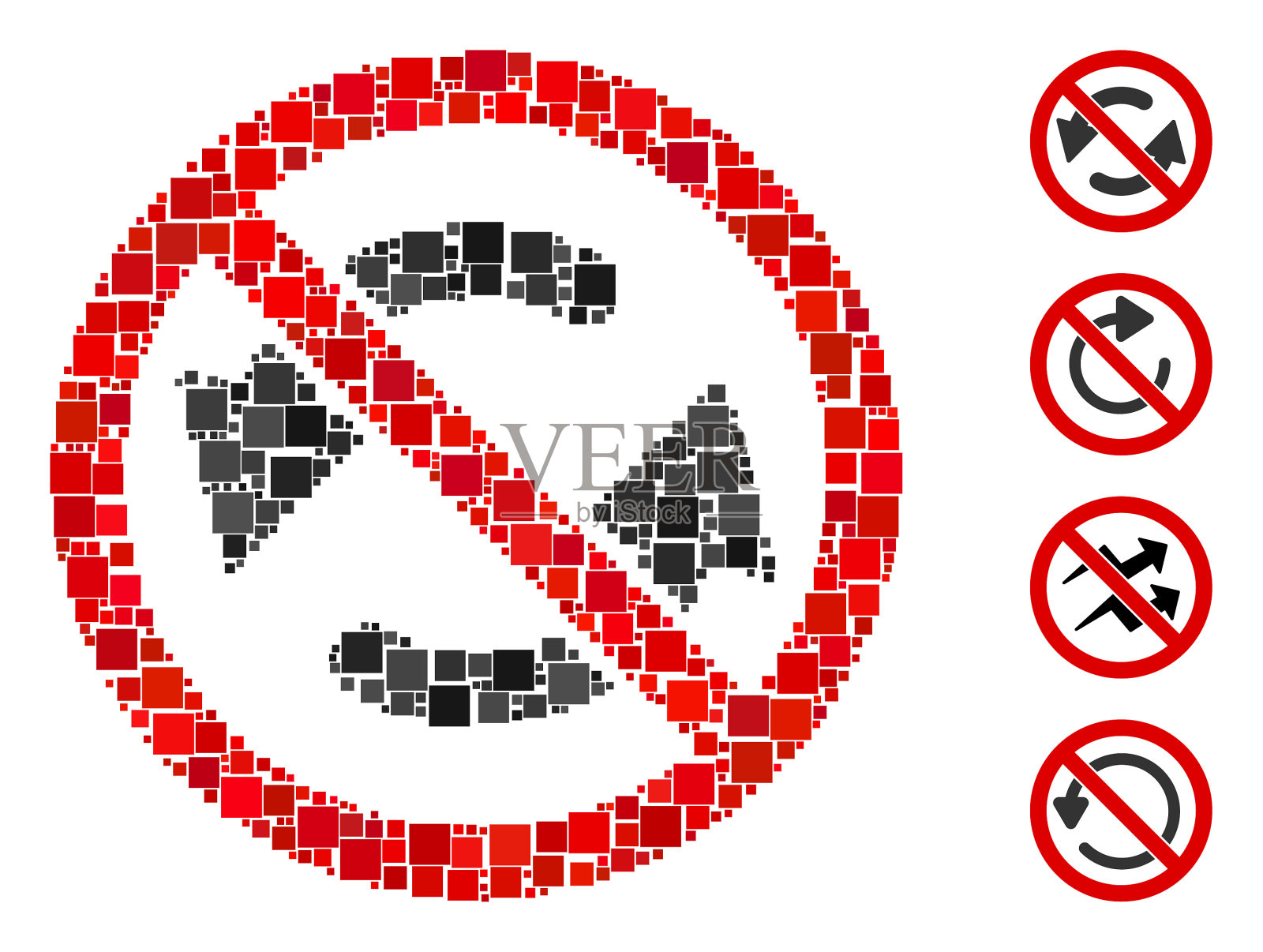 正方形无翻转箭头图标马赛克插画图片素材