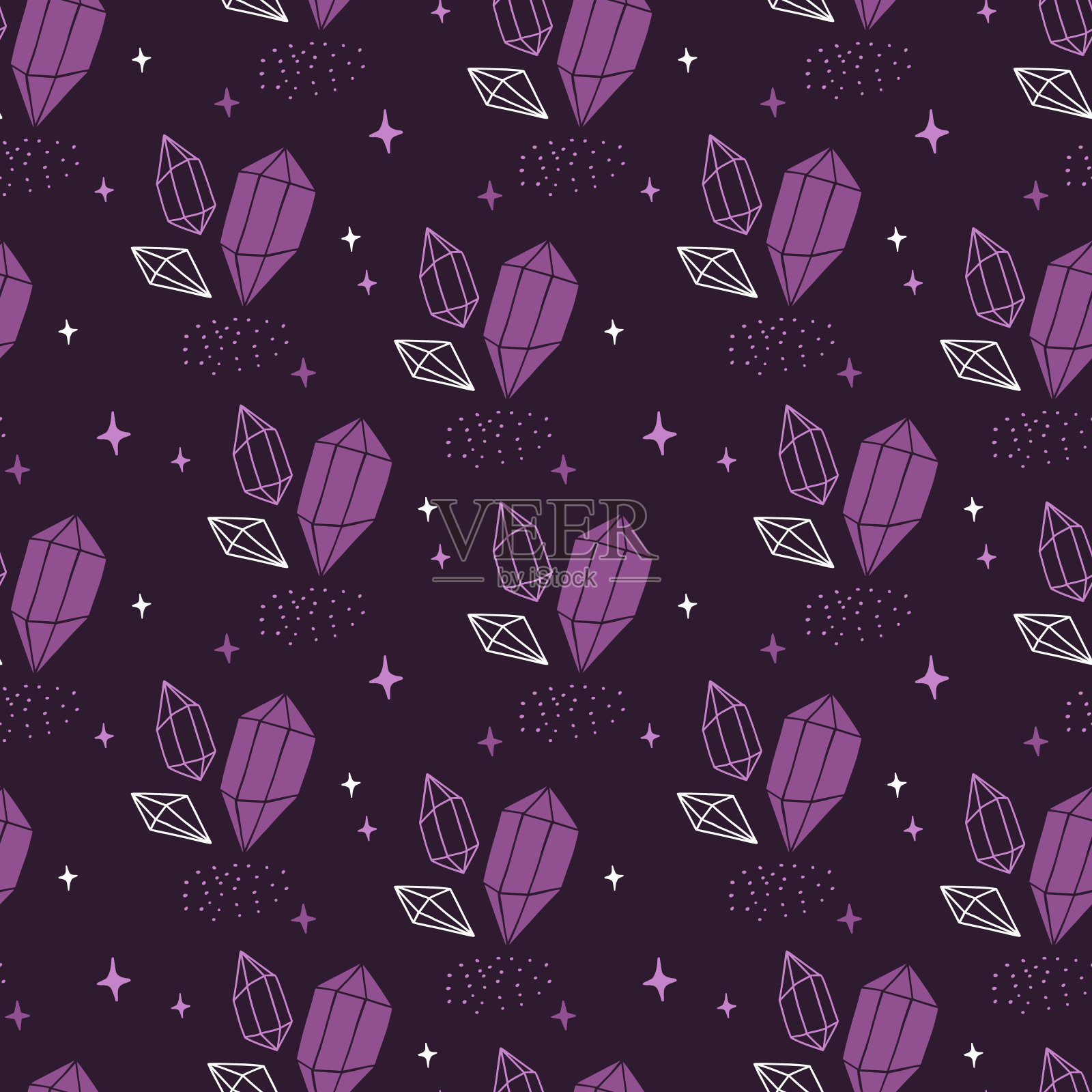 抽象的无缝图案与钻石和星星。非常适合纺织制造等。插画图片素材