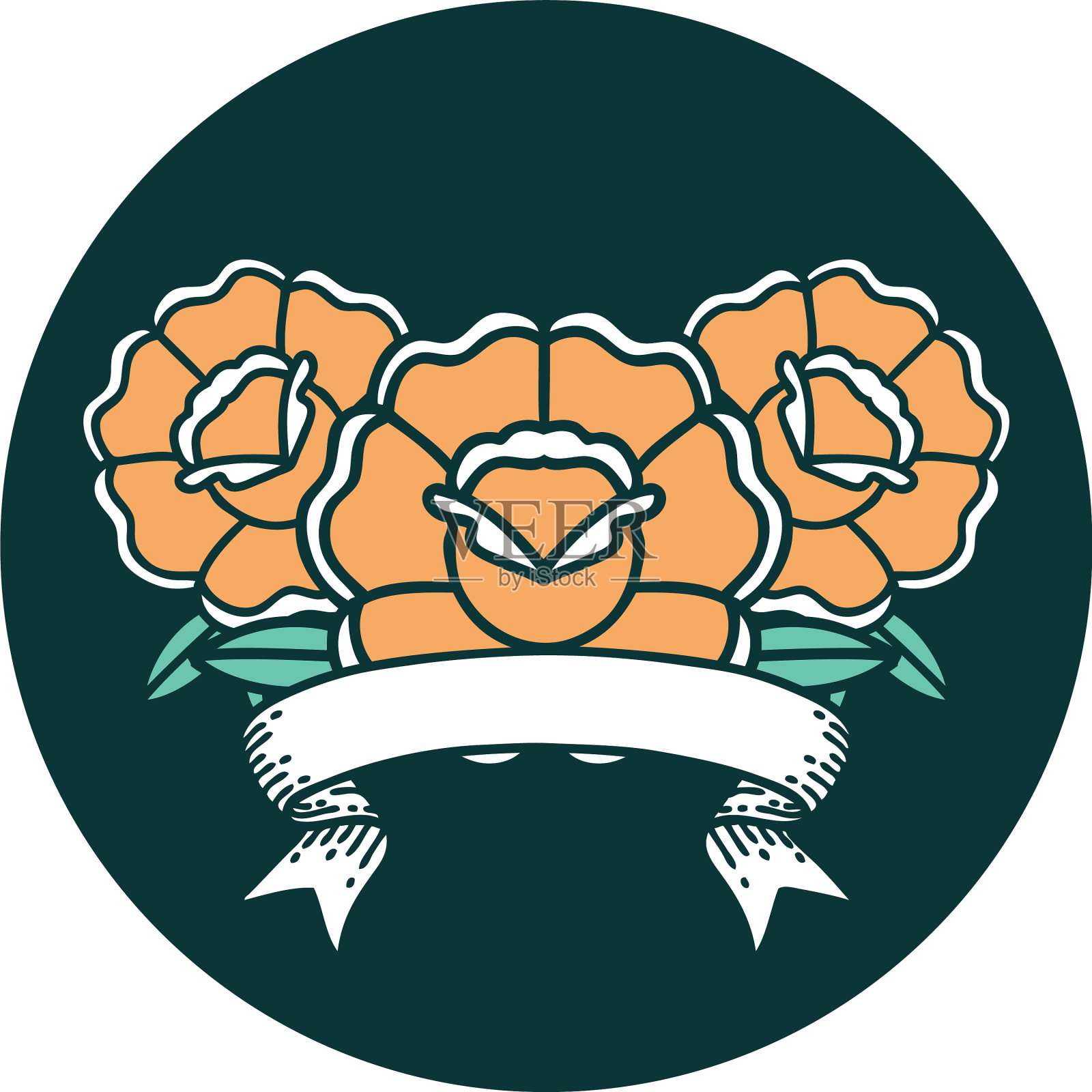 图标与旗帜,一束鲜花插画图片素材