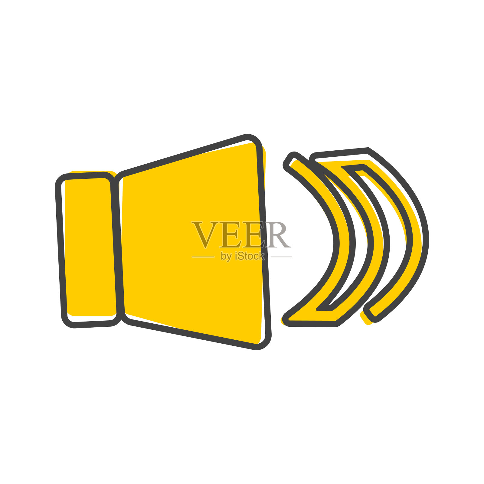 矢量图标的声音。平面图像声音通知卡通风格的白色孤立背景。图标素材