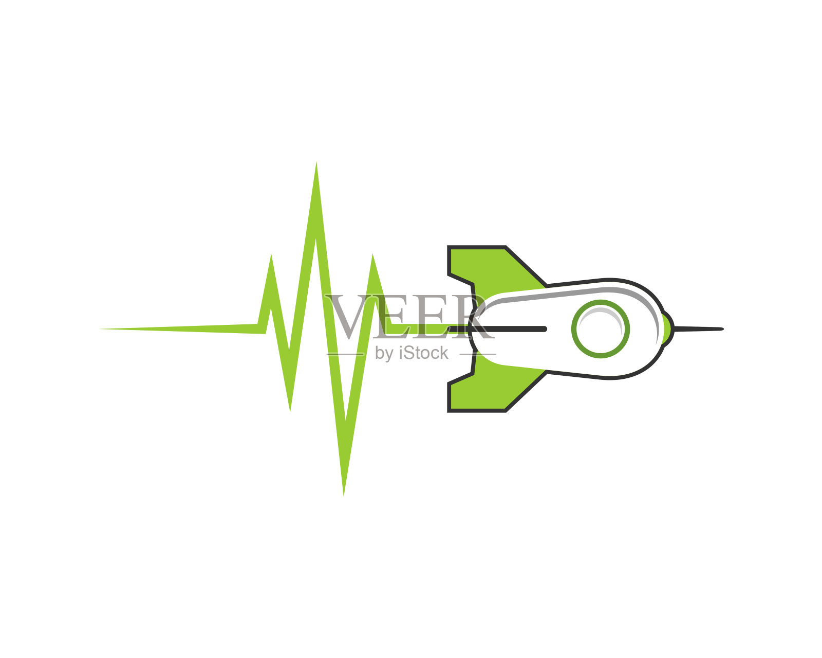 简单的火箭和绿色脉冲插画图片素材