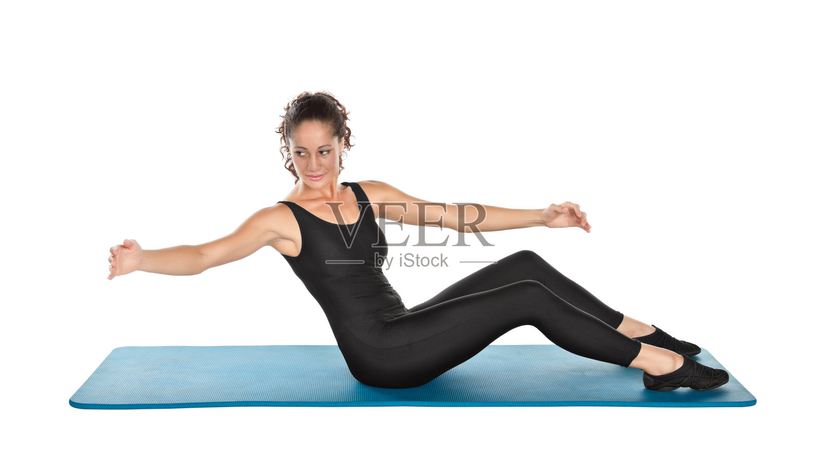 半卷斜左普拉提照片摄影图片