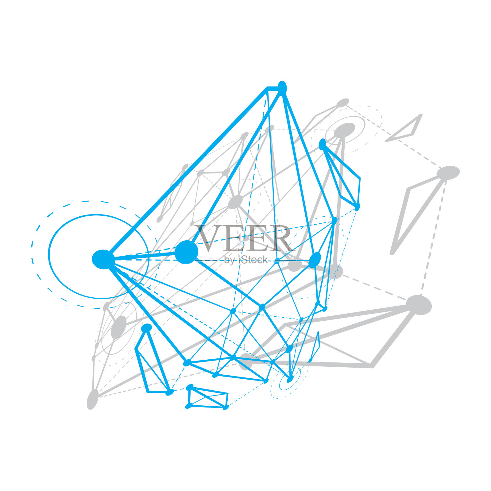 抽象矢量背景,等距尺寸形状。创新技术抽象例证。插画图片素材