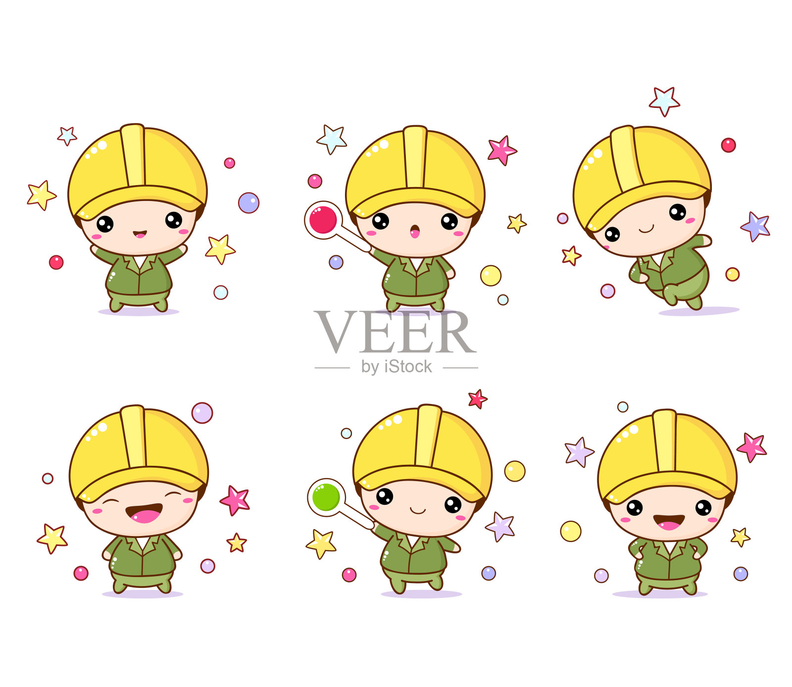 不同情况下的小工人设计元素图片