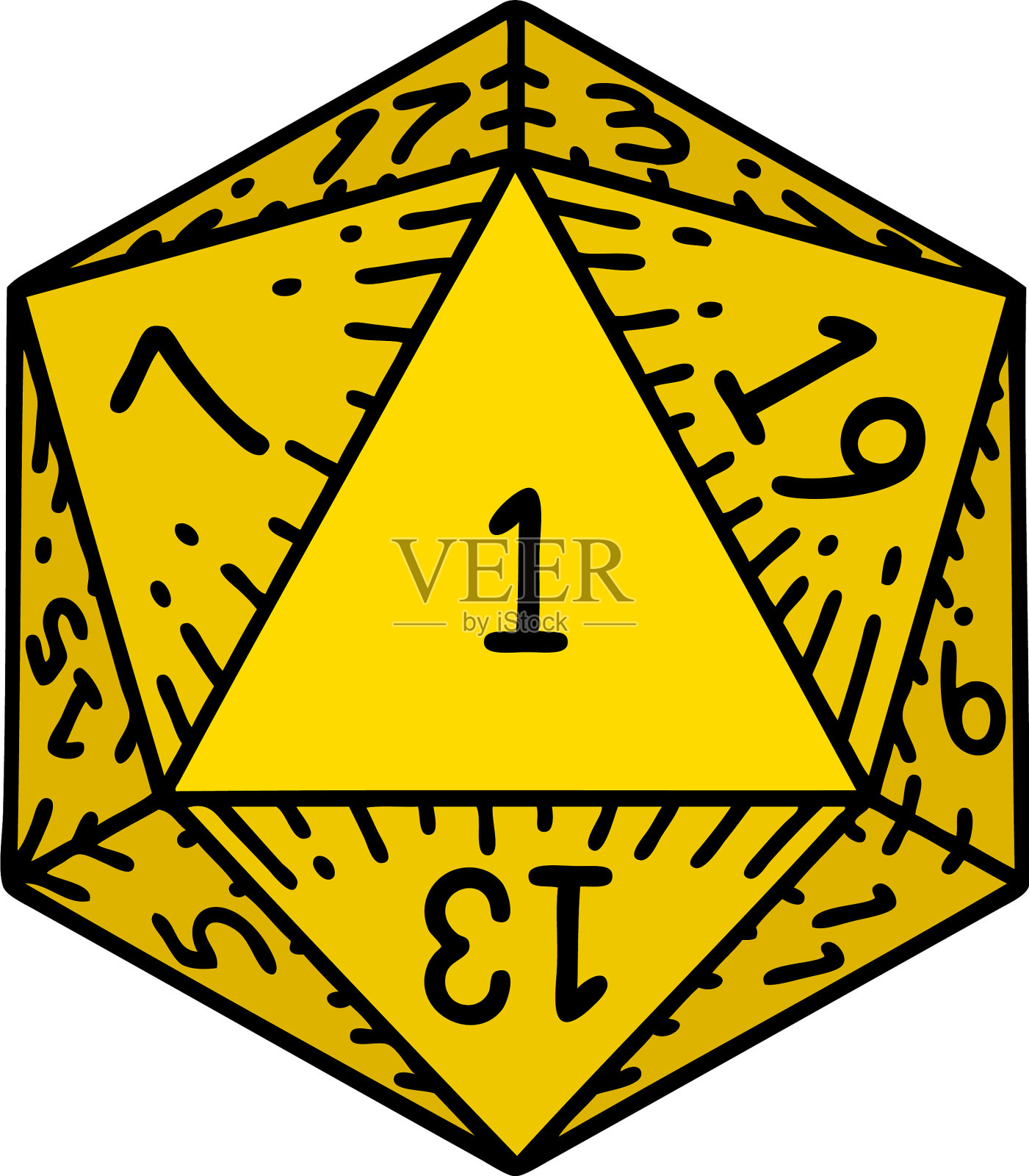 自然1 d20骰子滚动设计元素图片