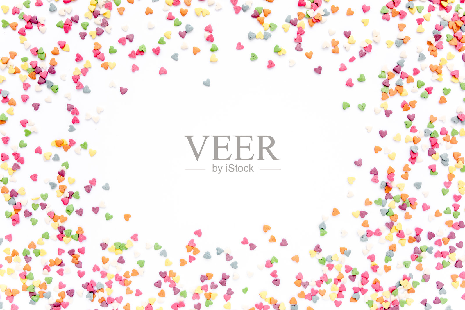 情人节组成。平铺,俯视图五彩缤纷,心形纹理五彩缤纷。爱的概念照片摄影图片