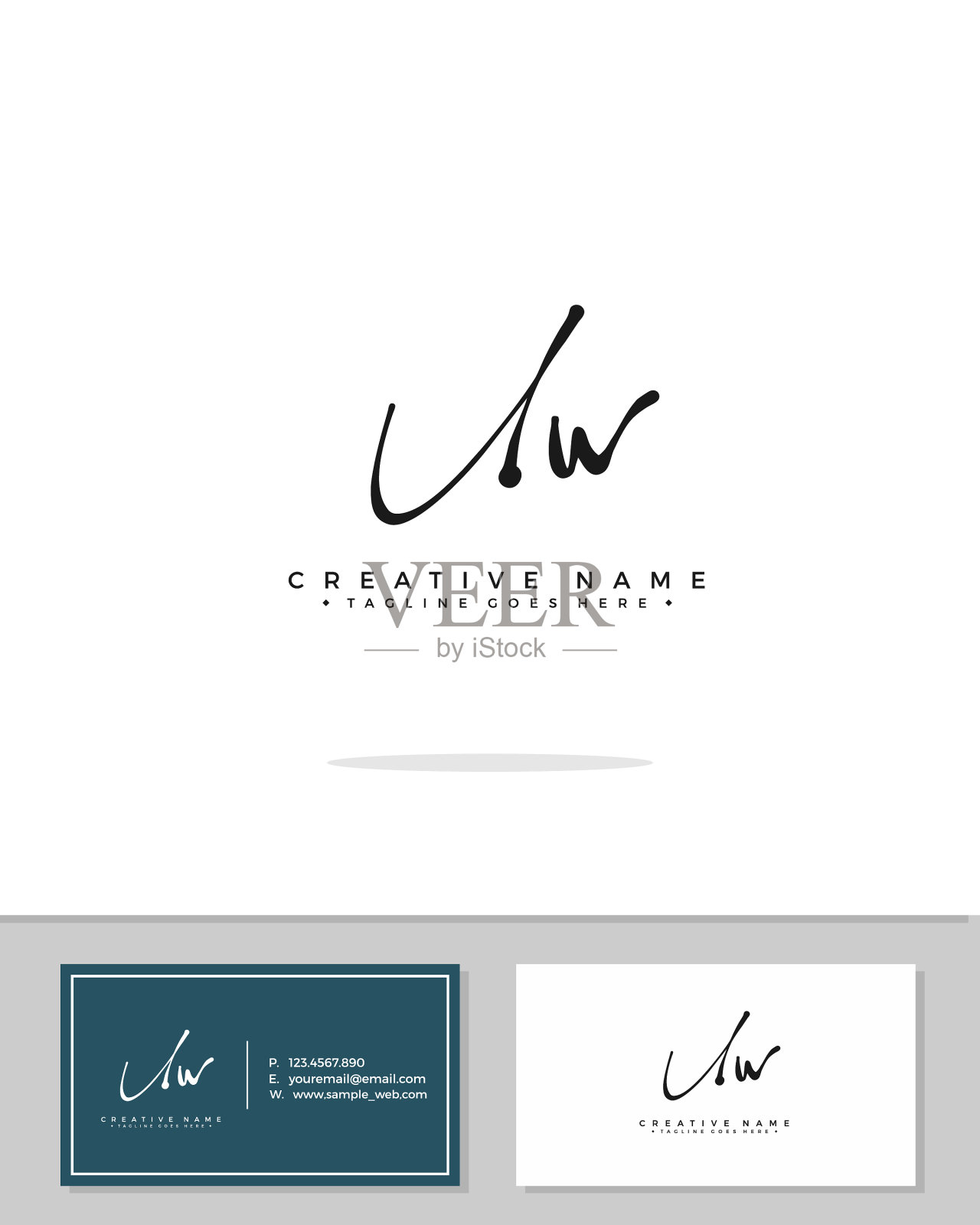 uw初始标志签名笔迹插画图片素材