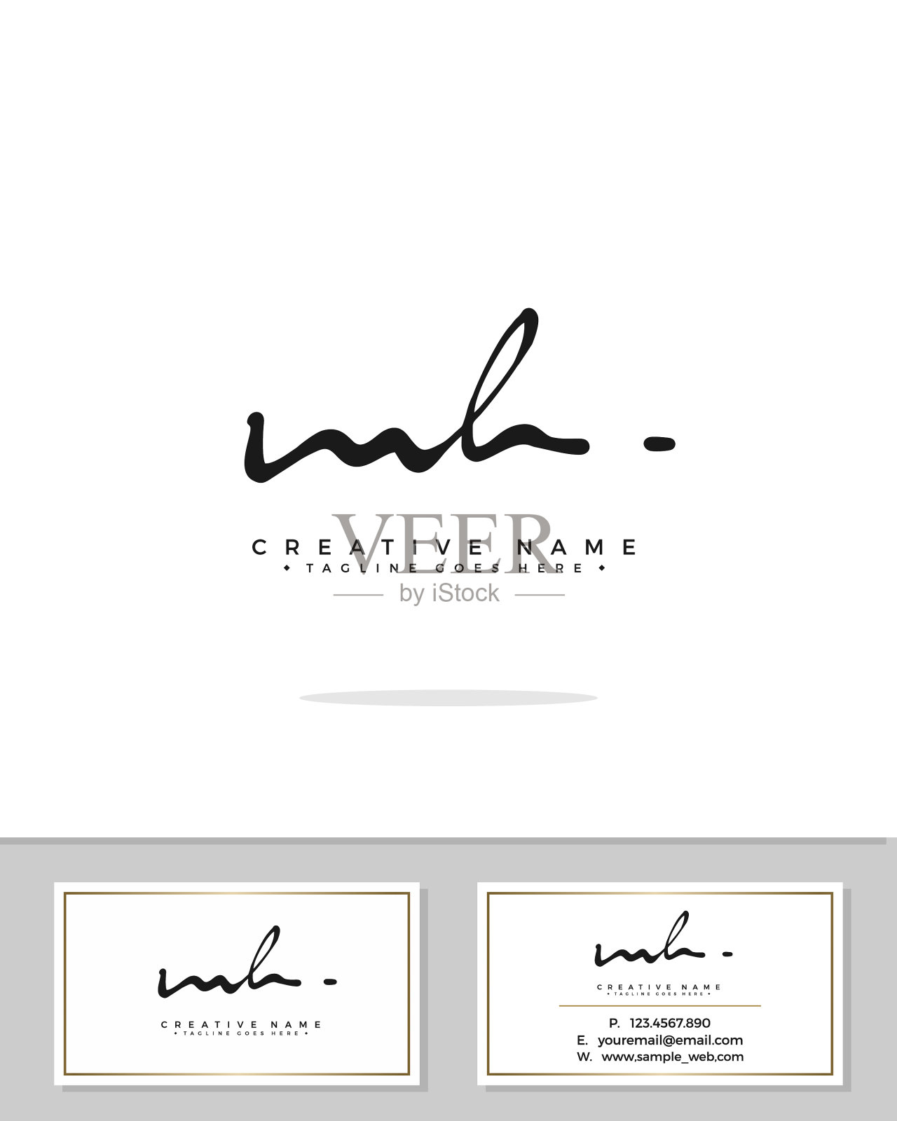 M h mh初始标志签名笔迹插画图片素材