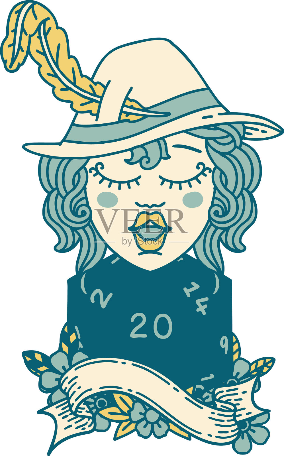 人类吟游诗人与自然20骰子滚动设计元素图片