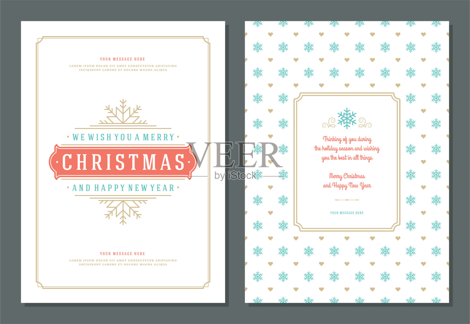 圣诞贺卡设计模板与报价标签矢量插图设计模板素材