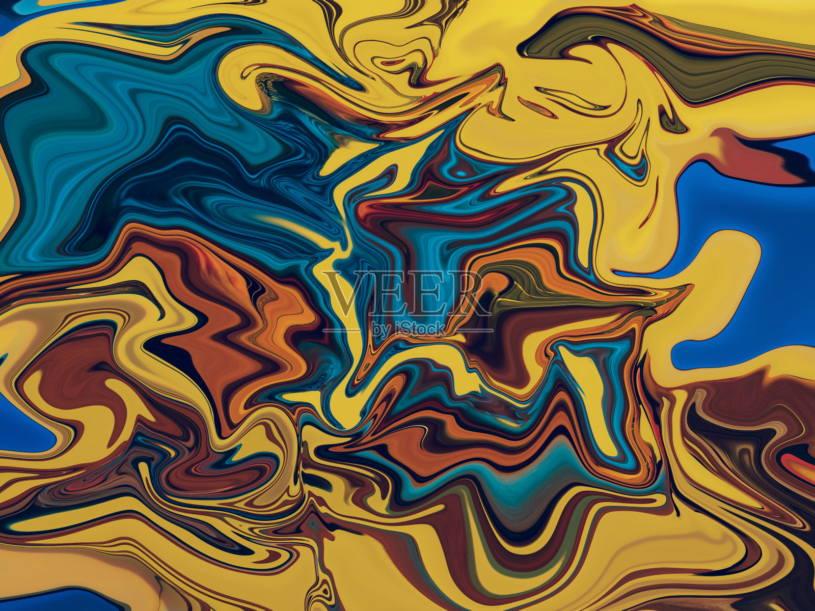 液体纸大理石涂料背景。流体绘画抽象纹理,艺术手法。多彩的丙烯酸混合鲜艳的颜色。插画图片素材