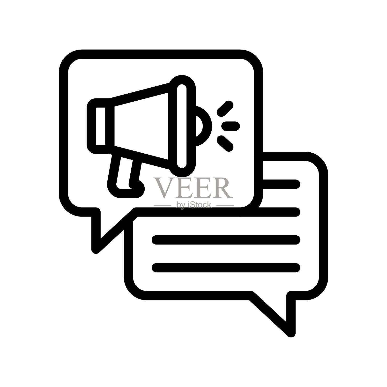 选举相关的扩音器在消息弹出向量线性风格,插画图片素材