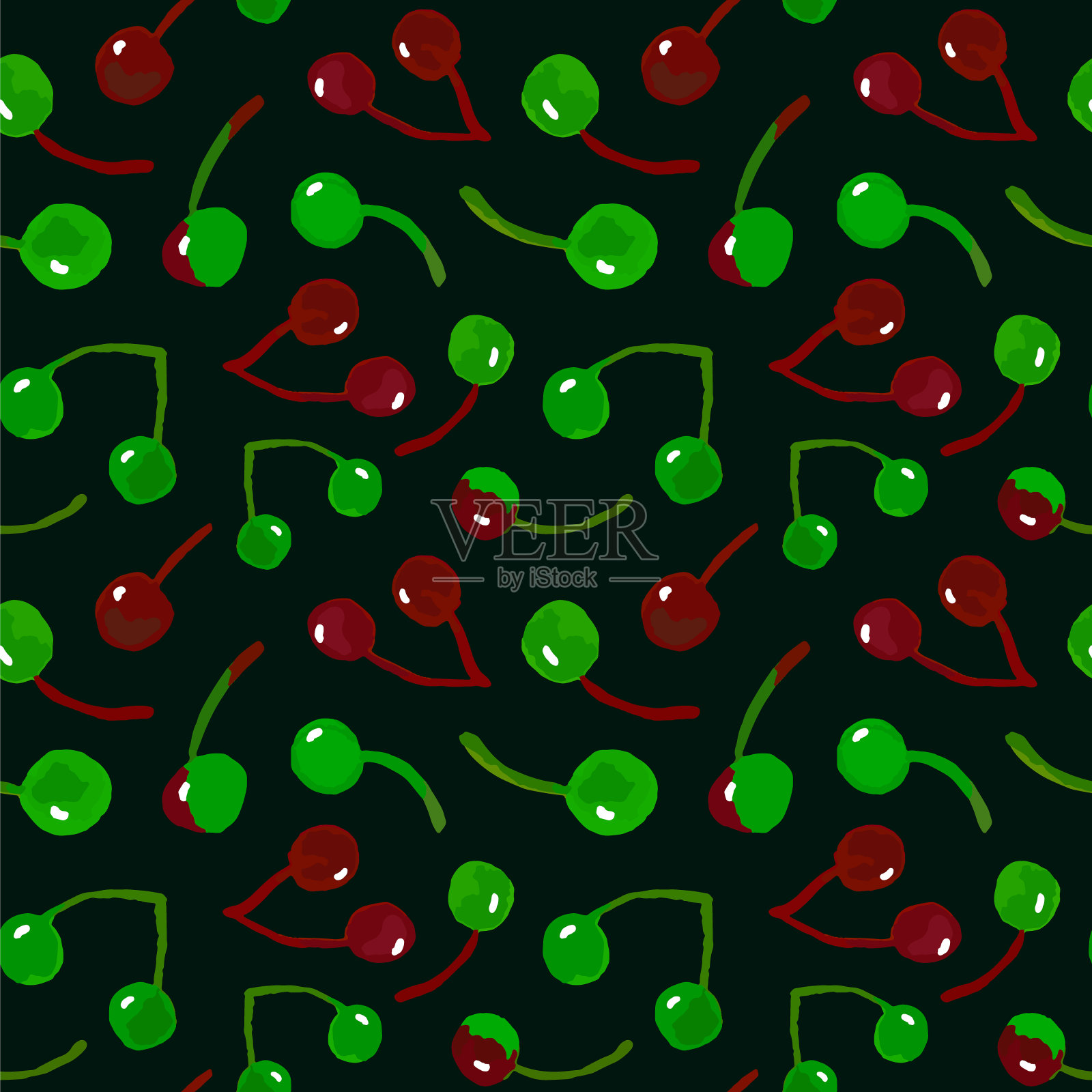 野生樱桃黑插画图片素材