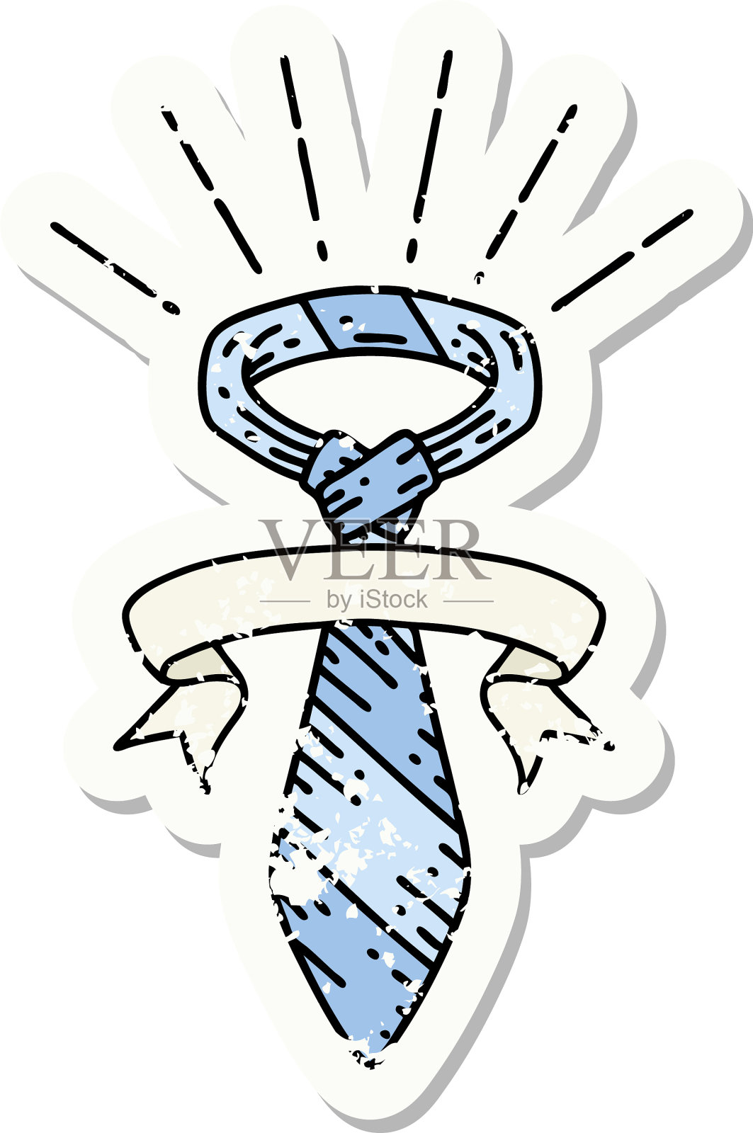 垃圾贴纸纹身风格的办公室领带图标素材