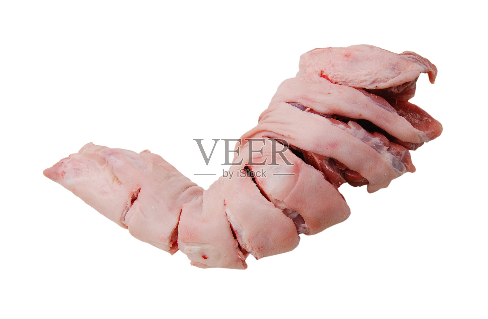 白色背景上的猪腿照片摄影图片