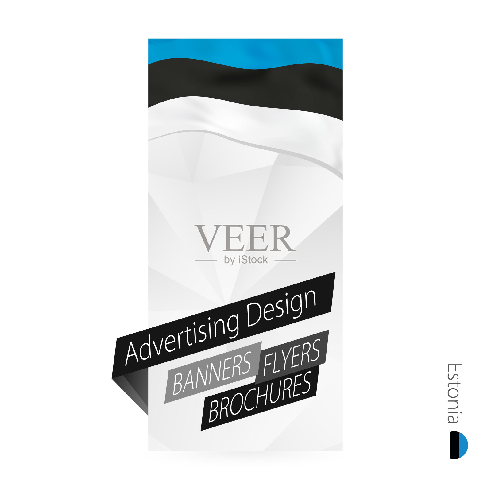 向量抽象旗帜模板爱沙尼亚。插画图片素材