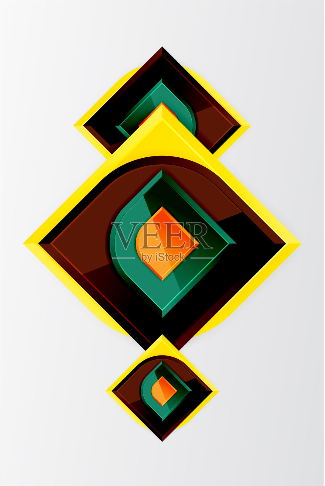 光滑的玻璃方块与圆形元素几何插画图片素材