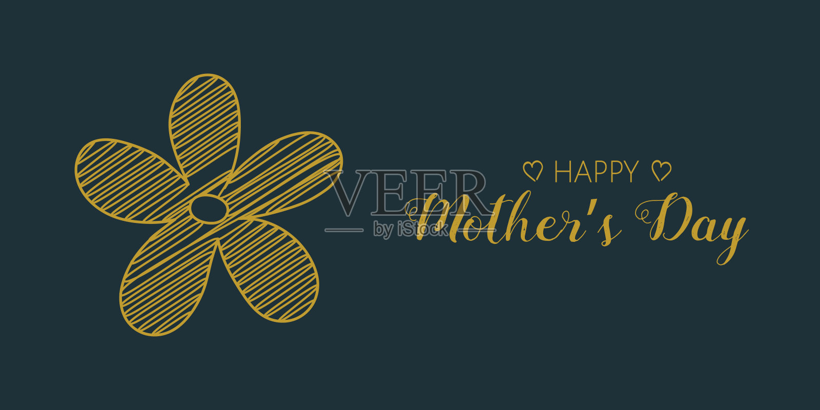 母亲节。设计一个带有可爱的花和愿望的横幅。向量插画图片素材