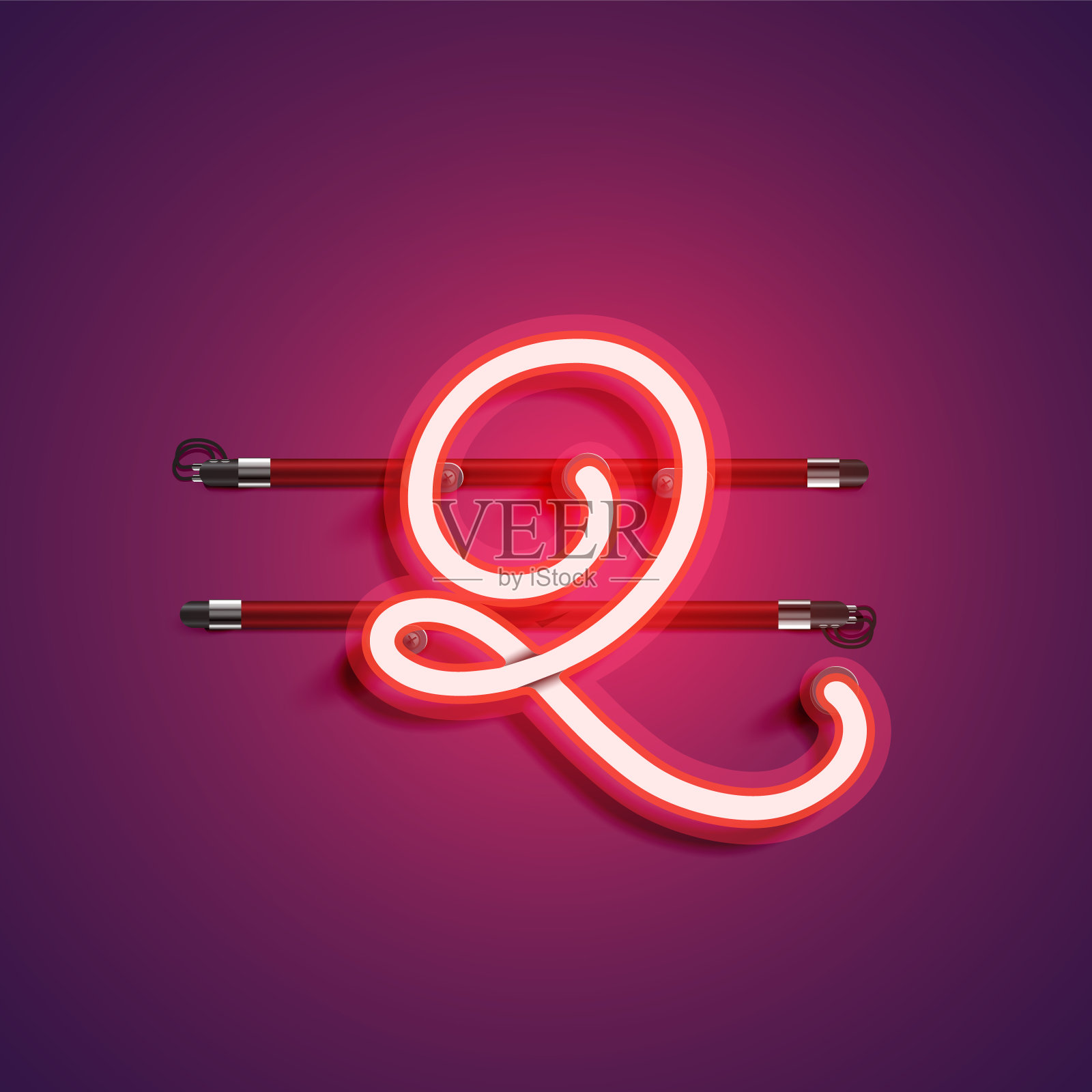 紫色/红色霓虹灯字符,矢量插图插画图片素材
