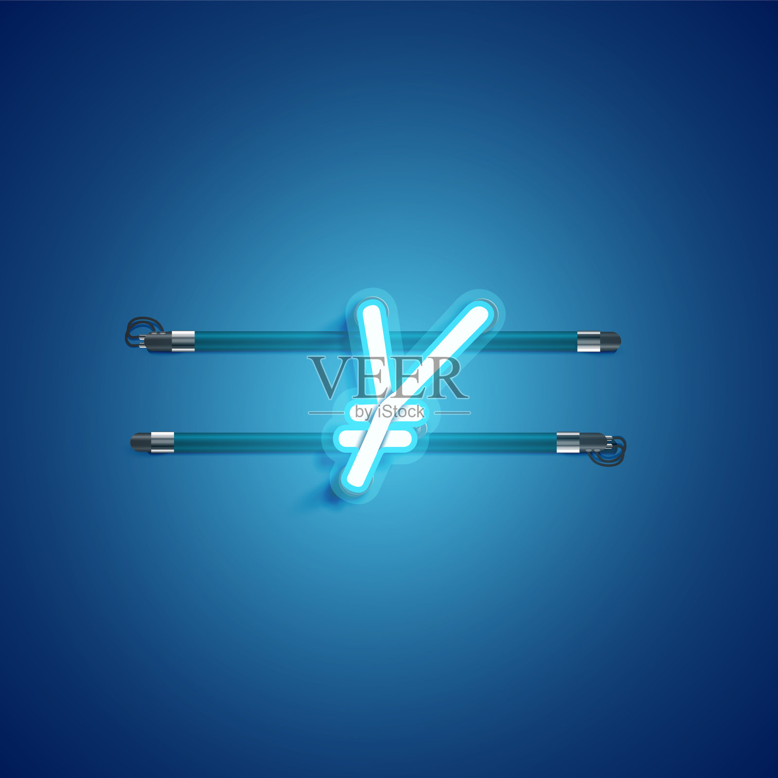 蓝色霓虹灯字符,矢量插图插画图片素材