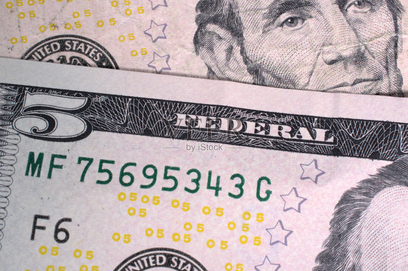 5美元钞票的特写照片摄影图片
