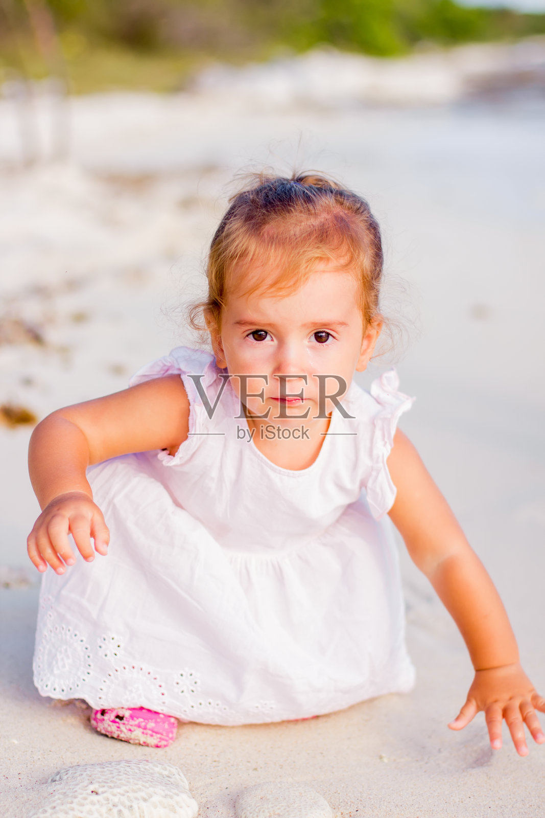 在热带地区,父亲和女儿沿着码头散步。照片摄影图片