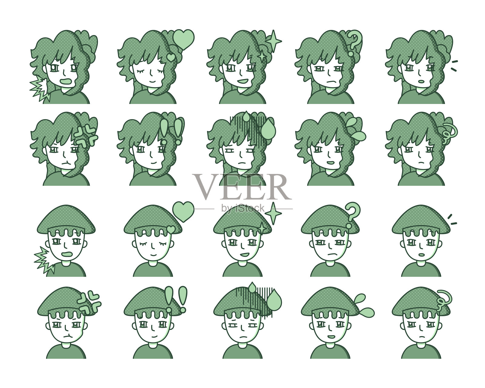 绿人插图表达变异31插画图片素材