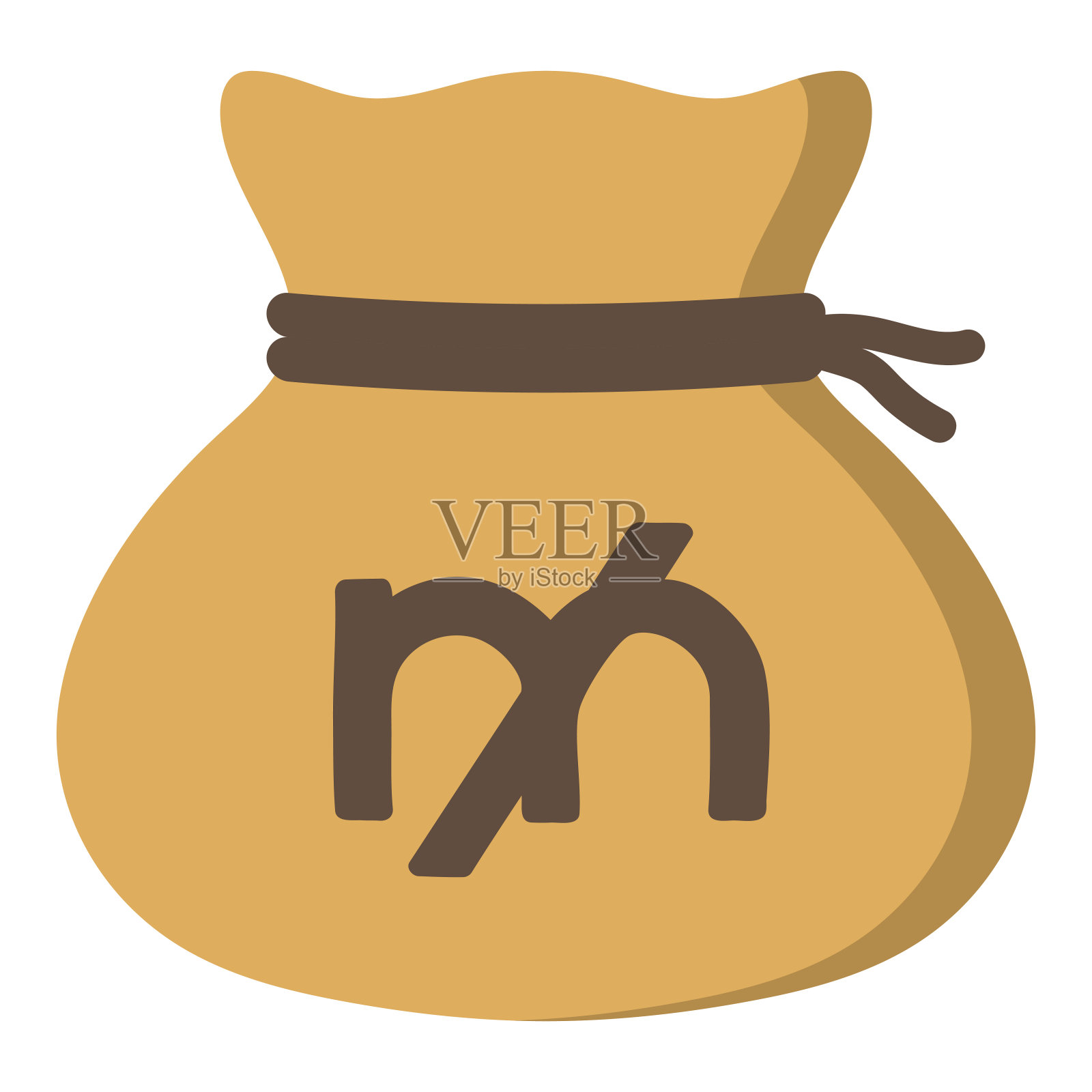 钱拉绳袋(磨)插画图片素材