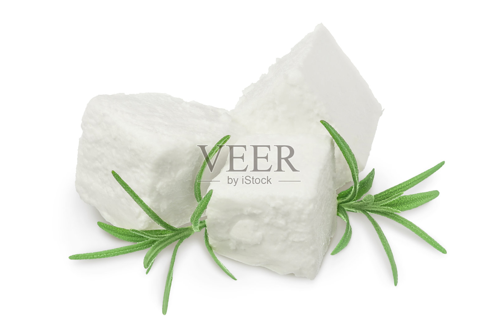 菲达奶酪孤立在白色背景。带有裁剪路径和全景深照片摄影图片