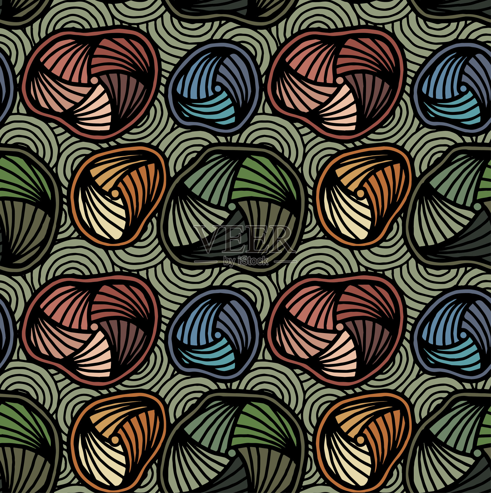 抽象图案无缝彩色涂鸦素描插画图片素材