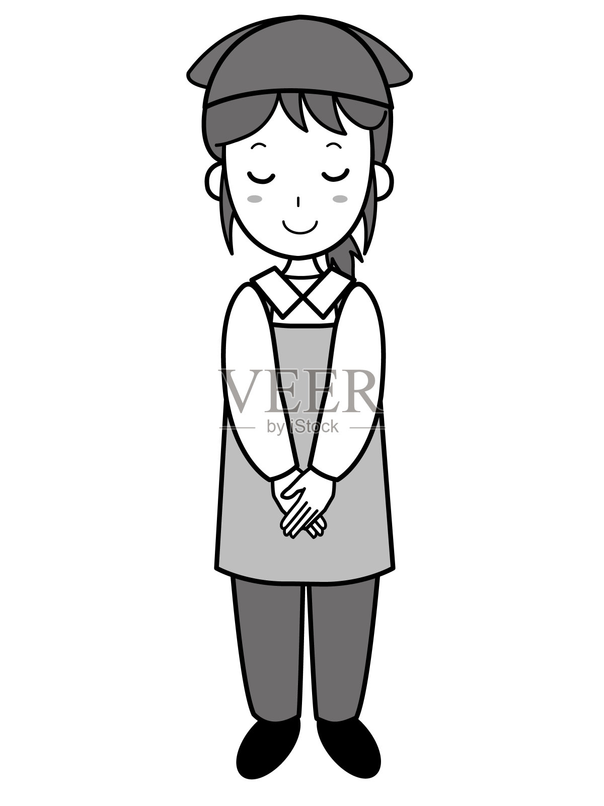 一个鞠躬的年轻女子插画图片素材