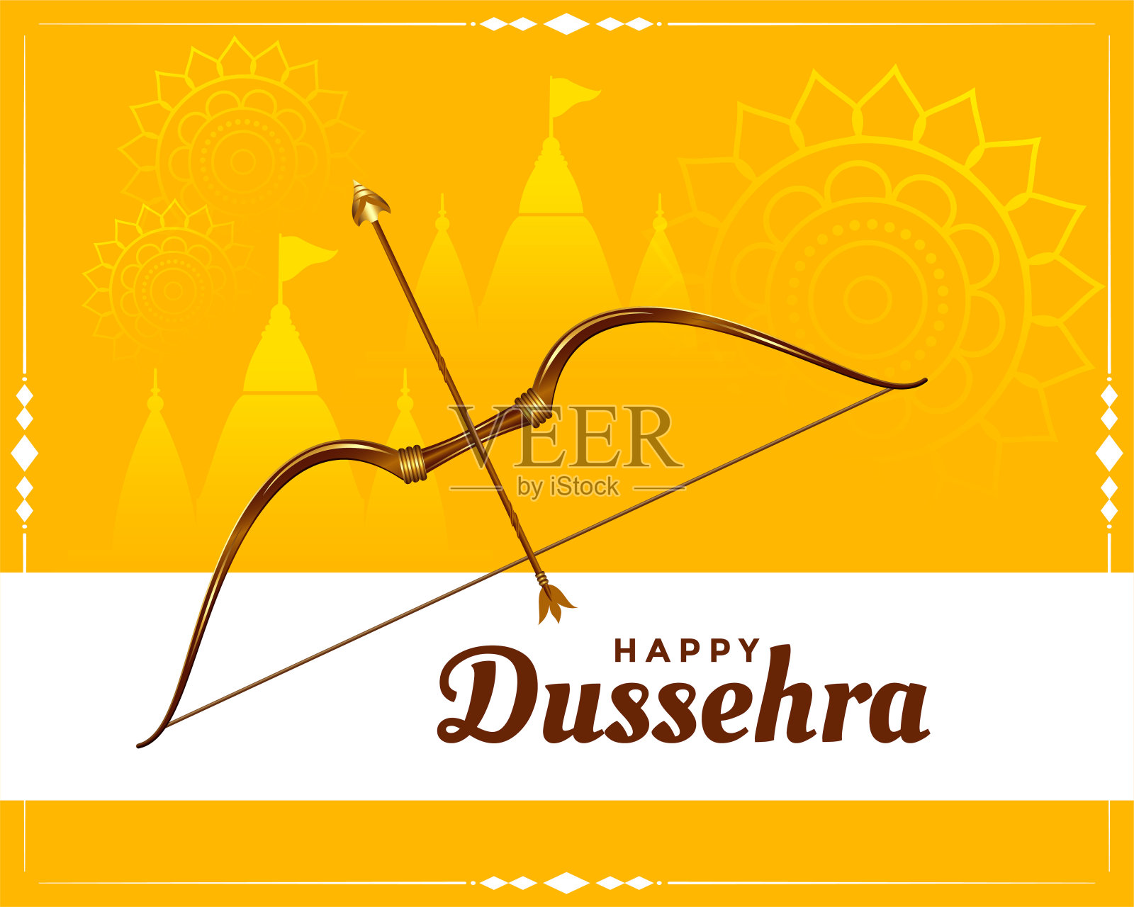 快乐的杜塞赫拉节日祝愿贺卡设计插画图片素材