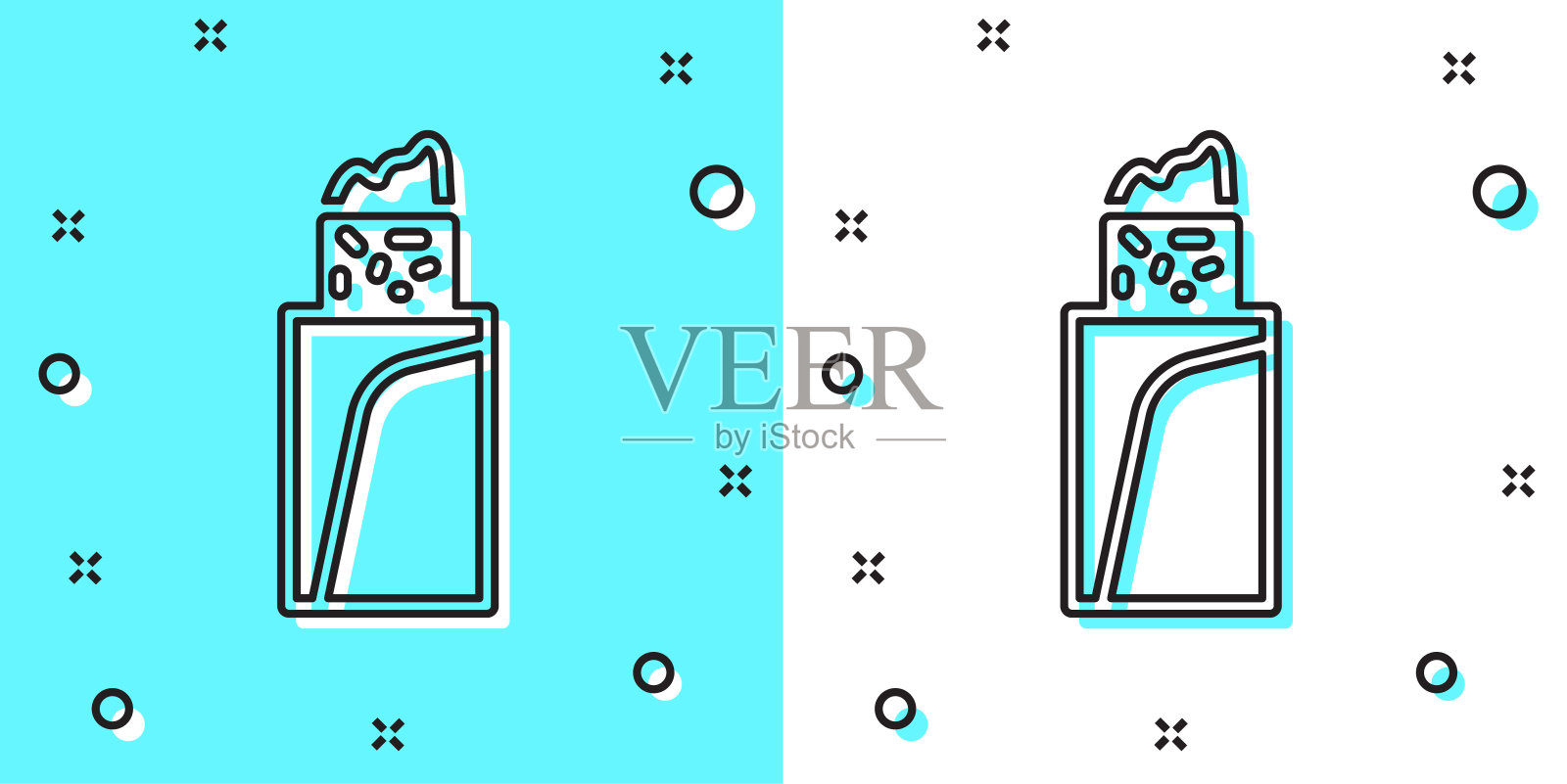 黑线玉米煎饼图标孤立在绿色和白色的背景。传统的墨西哥快餐。随机动态形状。向量插画图片素材