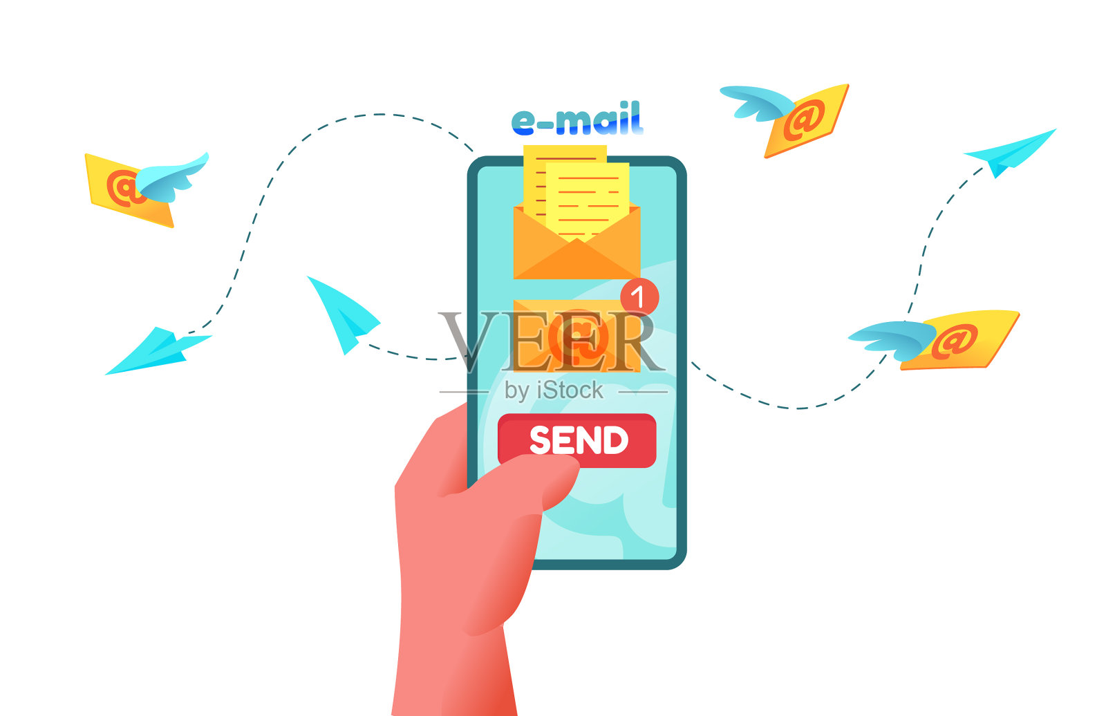 邮件信息发送在电话屏幕设计元素图片