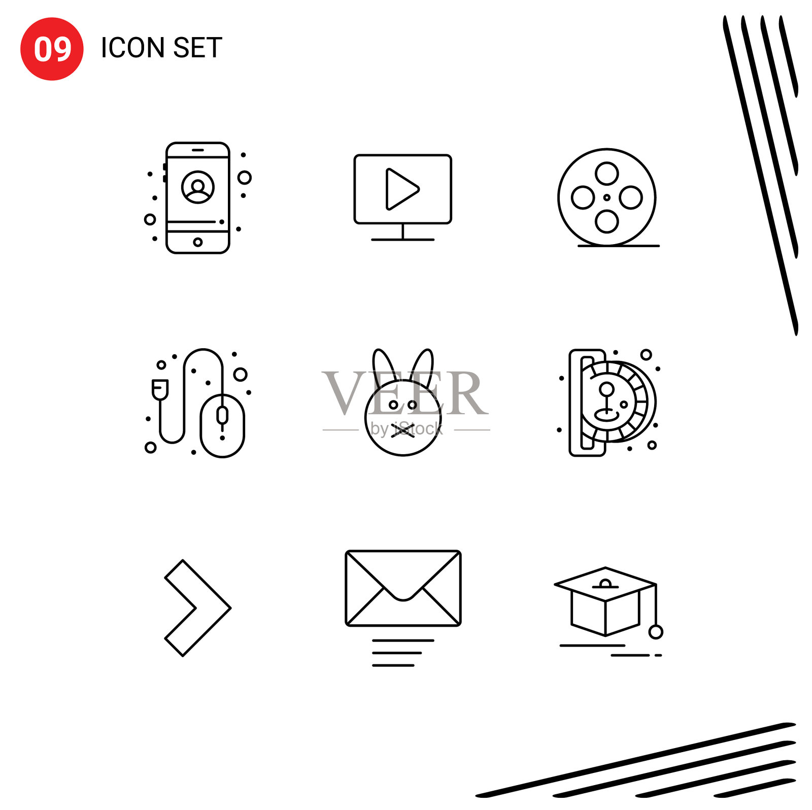 9组现代轮廓兔bynny插画图片素材