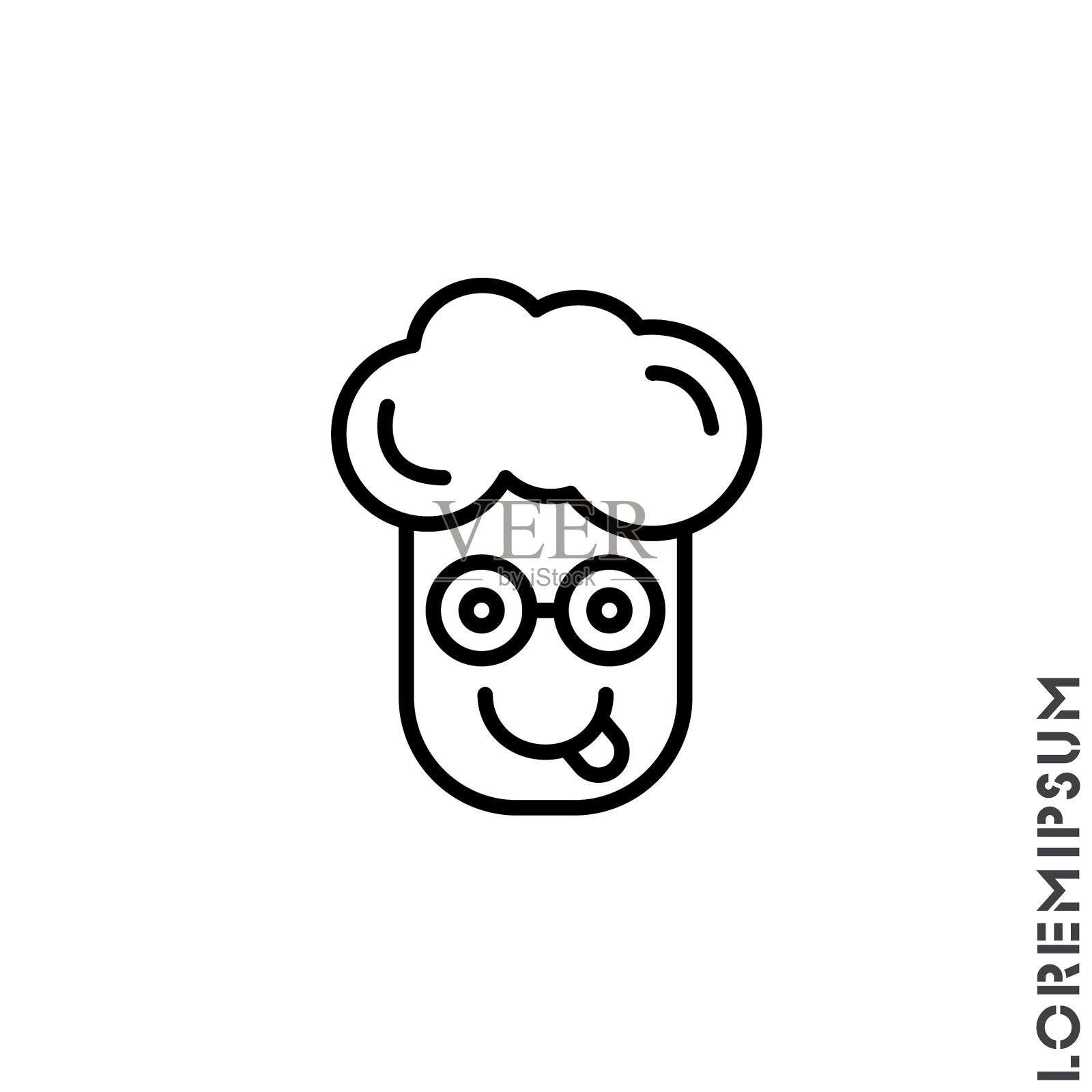 顽皮的微笑男孩男子图标简单的细线插画图片素材