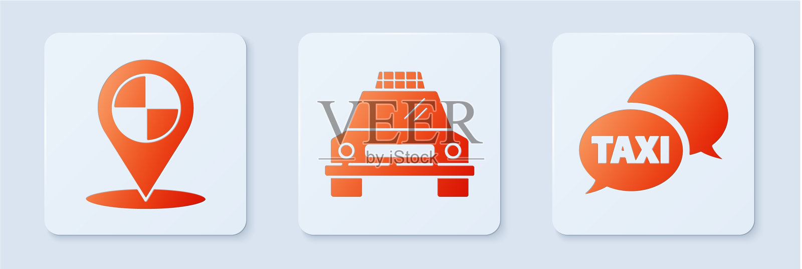 设置出租车汽车地图指针出租车和出租车呼叫图标素材