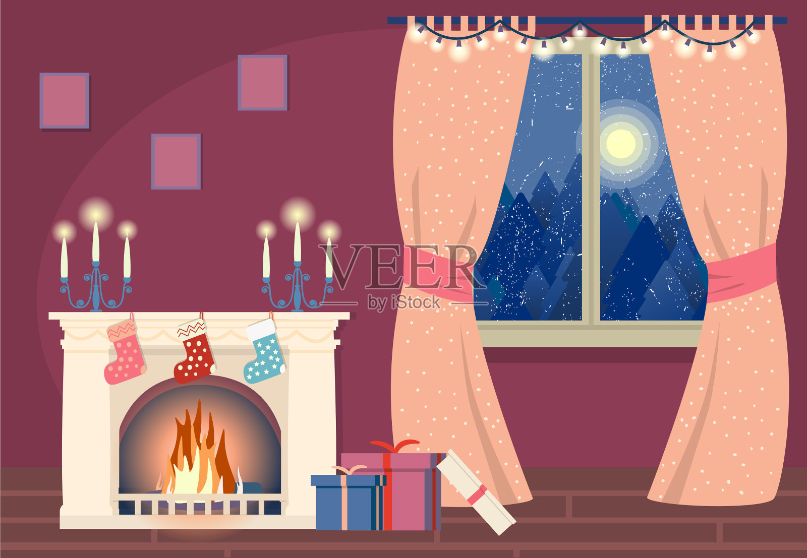 圣诞节的内部插画图片素材