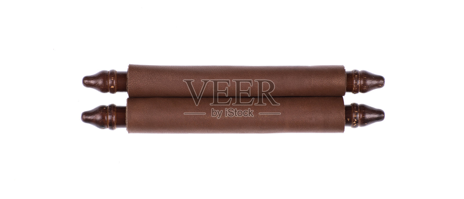 古老的皮革卷轴孤立在白色的背景照片摄影图片