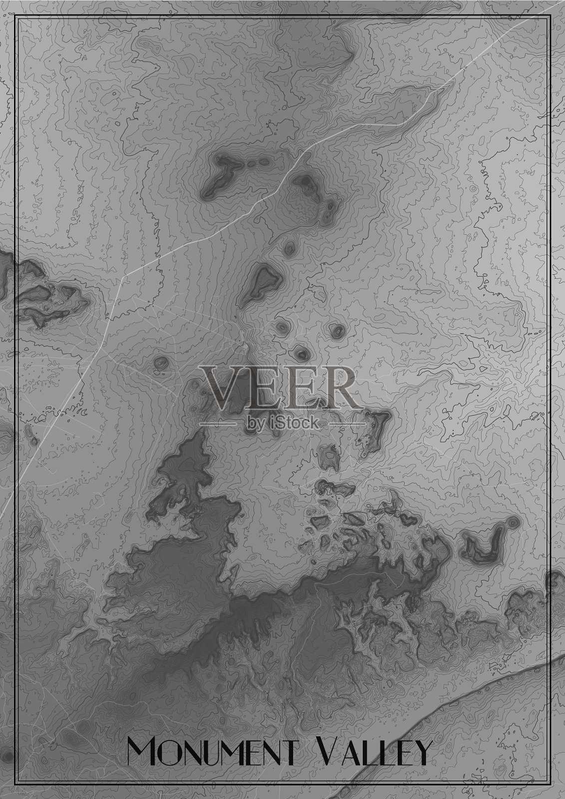 地图纪念碑山谷亚利桑那海拔插画图片素材