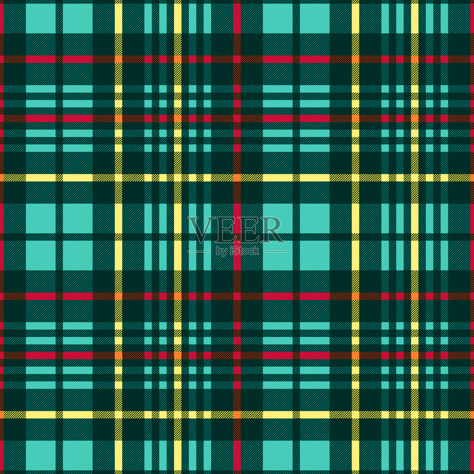 对比格子花呢主要在绿松石插画图片素材