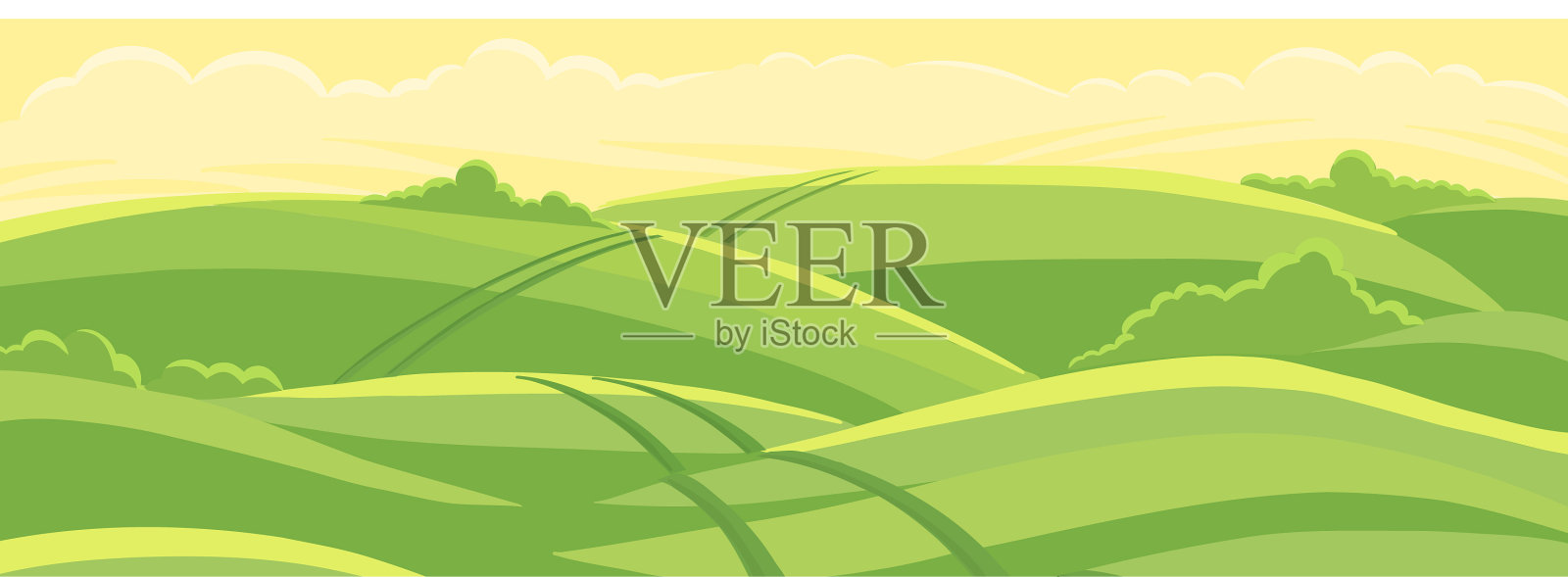 绿野景观田径路春插画图片素材