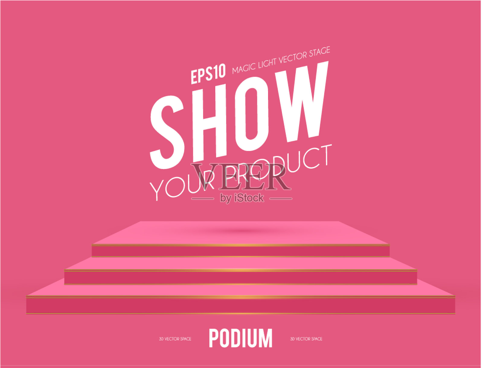 裙台场景基座和带有灯光的3d平台插画图片素材