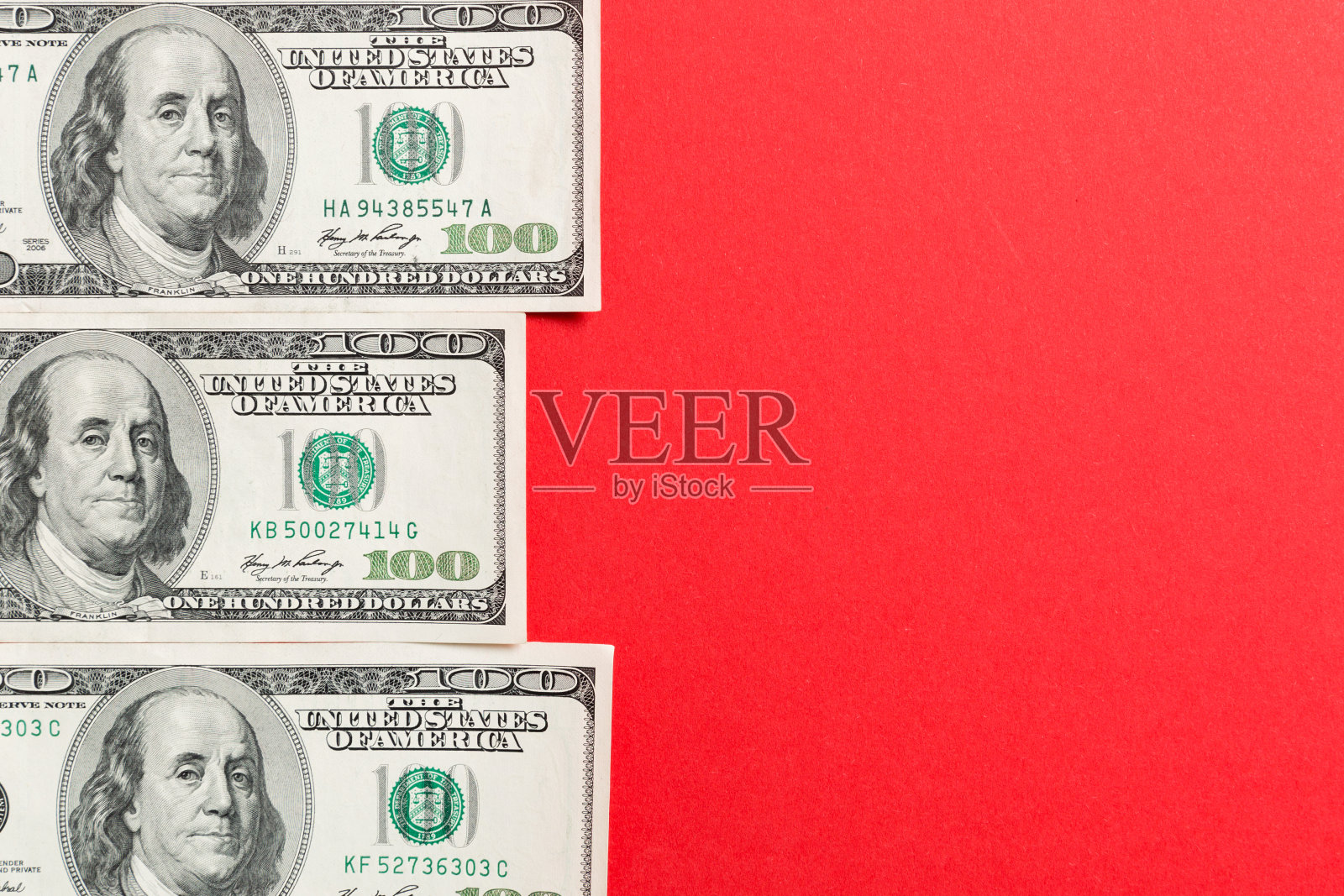 100美元钞票商业概念的背景俯视图与拷贝空间照片摄影图片